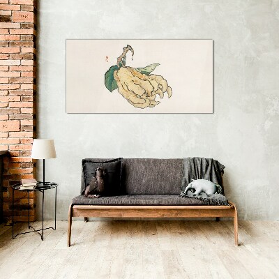 Lemon tree on white background Glass art print