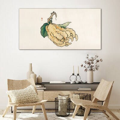 Lemon tree on white background Glass art print