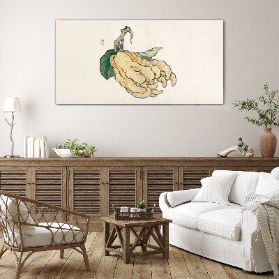 Lemon tree on white background Glass art print