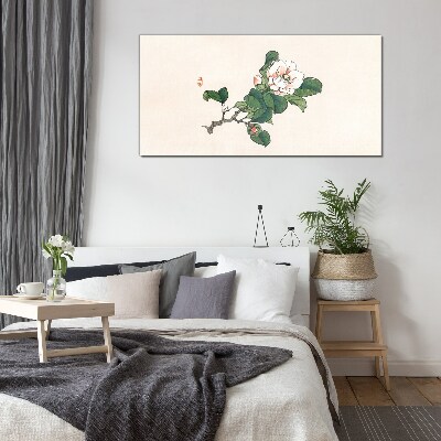 Magnolia flower on a branch Glass art print