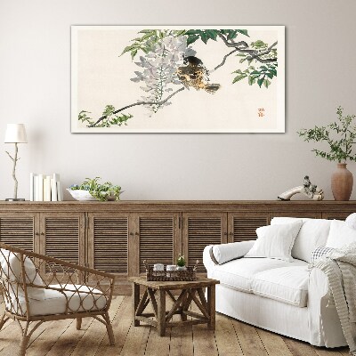 Branches animal bird Glass Wall Art