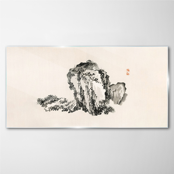 Landscape in black and white Wall art on glass