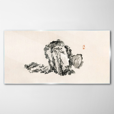 Landscape in black and white Wall art on glass