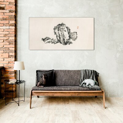 Landscape in black and white Wall art on glass
