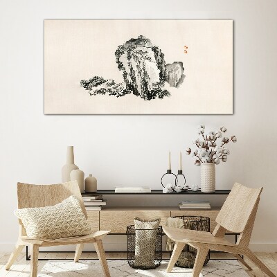 Landscape in black and white Wall art on glass