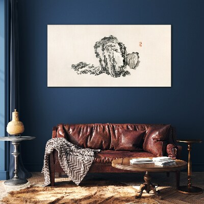 Landscape in black and white Wall art on glass