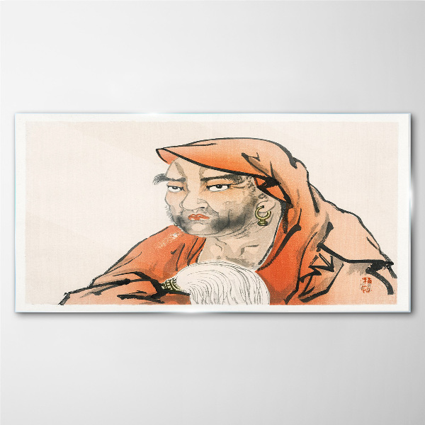 Portrait of a woman in traditional costume Glass art print