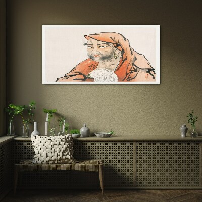 Portrait of a woman in traditional costume Glass art print