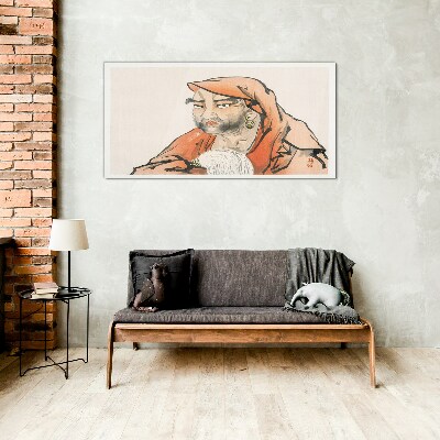 Portrait of a woman in traditional costume Glass art print
