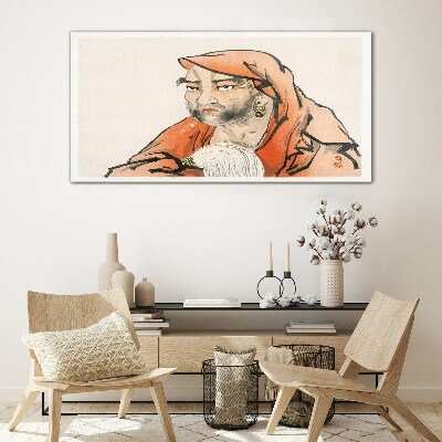Portrait of a woman in traditional costume Glass art print