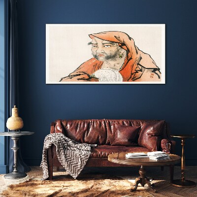 Portrait of a woman in traditional costume Glass art print