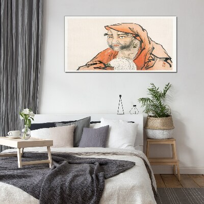 Portrait of a woman in traditional costume Glass art print