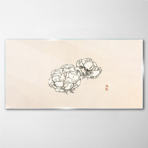 Flowers on a light background Wall art on glass