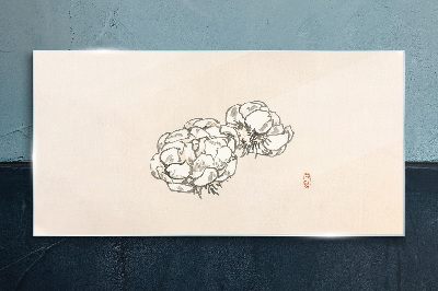 Flowers on a light background Wall art on glass