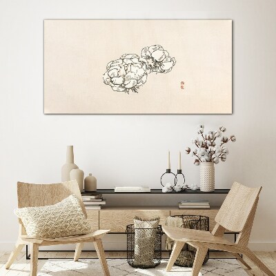 Flowers on a light background Wall art on glass