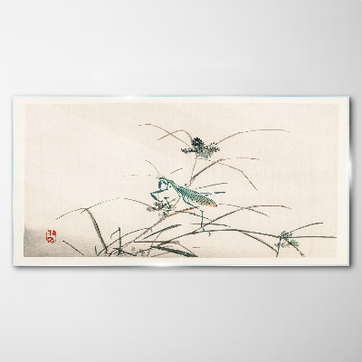 Butterfly on the grass Glass art print