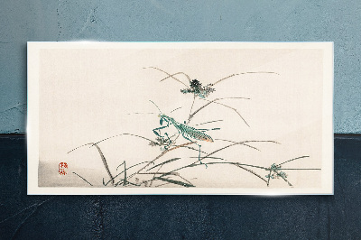 Butterfly on the grass Glass art print