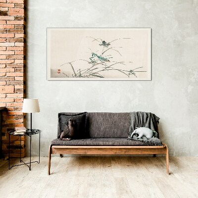 Butterfly on the grass Glass art print