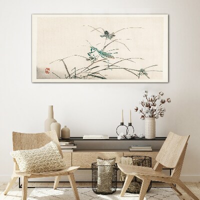 Butterfly on the grass Glass art print