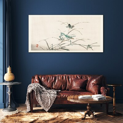Butterfly on the grass Glass art print
