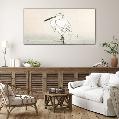White heron in the fog Wall art on glass