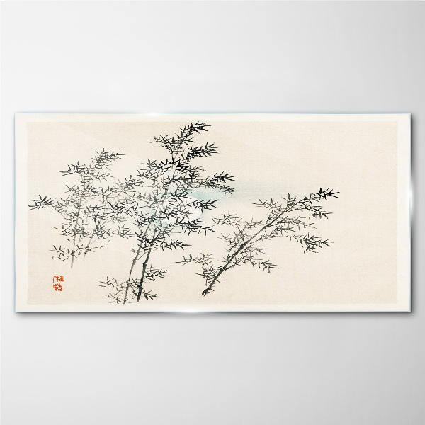 Bamboo reflections in delicate shades Wall art on glass
