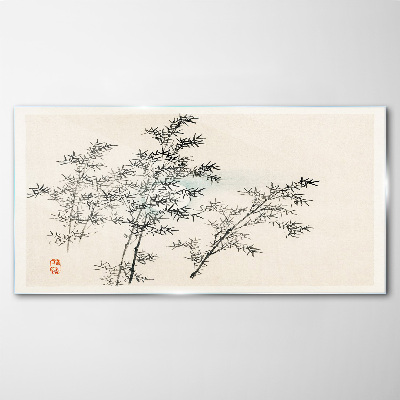 Bamboo reflections in delicate shades Wall art on glass