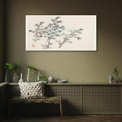 Bamboo reflections in delicate shades Wall art on glass