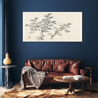 Bamboo reflections in delicate shades Wall art on glass