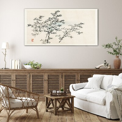 Asian tree branches Glass Wall Art