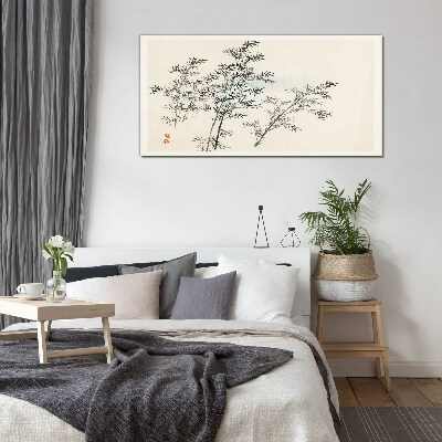 Bamboo reflections in delicate shades Wall art on glass