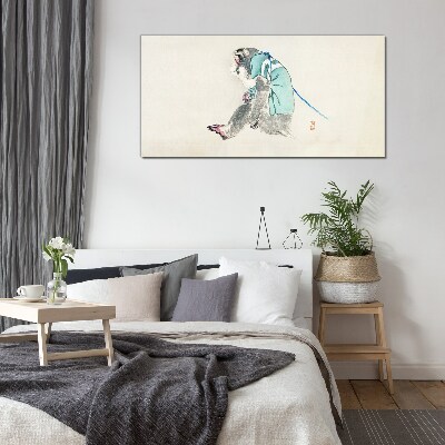 Monkey in green suit Wall art on glass