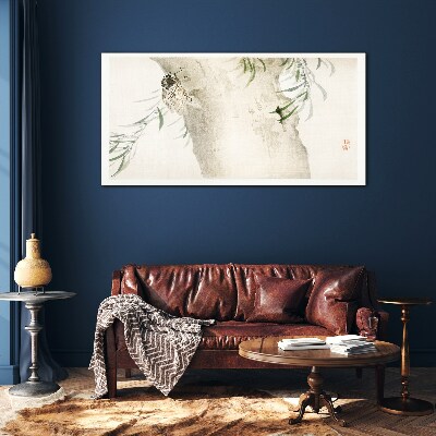 Cicada on the branch background Wall art on glass