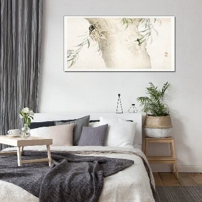 Cicada on the branch background Wall art on glass