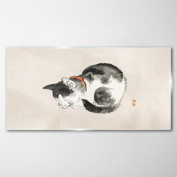 Sleeping cat Glass art print