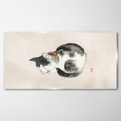 Sleeping cat Glass art print