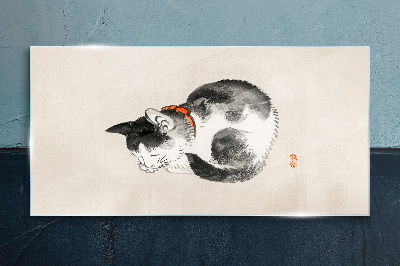 Sleeping cat Glass art print