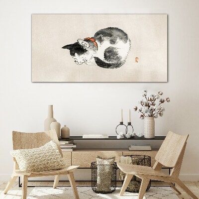 Sleeping cat Glass art print