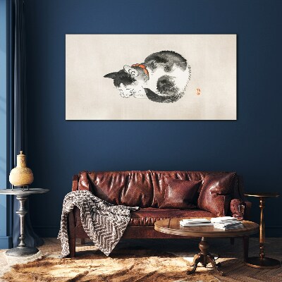 Sleeping cat Glass art print