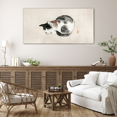 Sleeping cat Glass art print