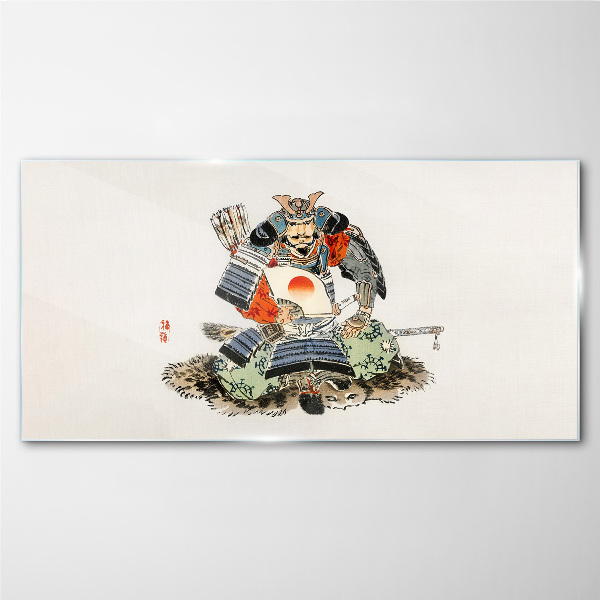Samurai in traditional costume Glass art print