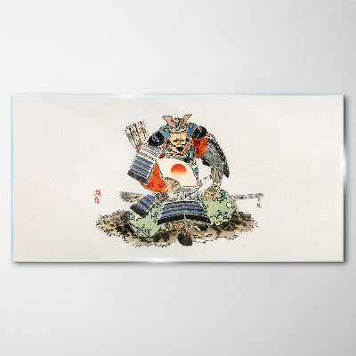 Samurai in traditional costume Glass art print