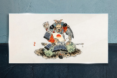 Samurai in traditional costume Glass art print