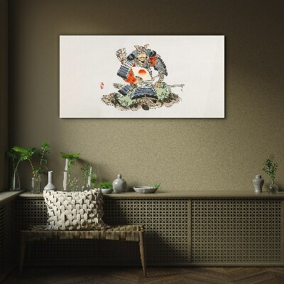 Samurai in traditional costume Glass art print