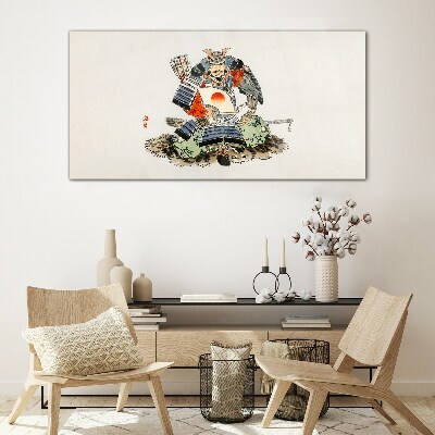 Samurai in traditional costume Glass art print