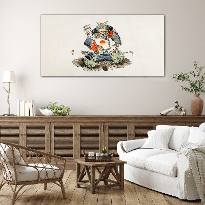 Samurai in traditional costume Glass art print