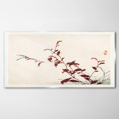 Asian branches of leaves Glass Print