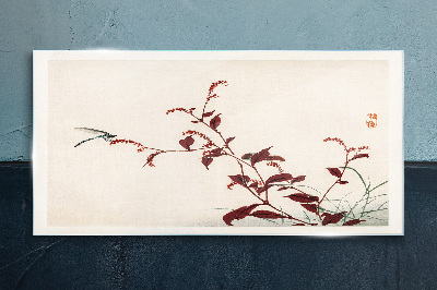 Slender branches with a dragonfly Wall art on glass