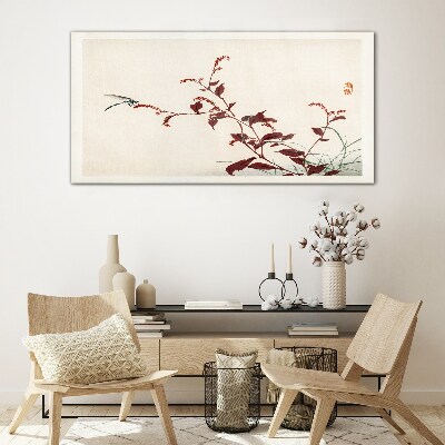 Slender branches with a dragonfly Wall art on glass