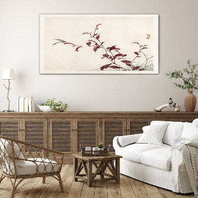 Slender branches with a dragonfly Wall art on glass